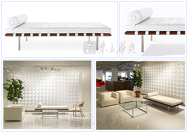 现代经典休闲椅|真皮休闲椅|办公家具|巴赛罗那休息床|休闲床