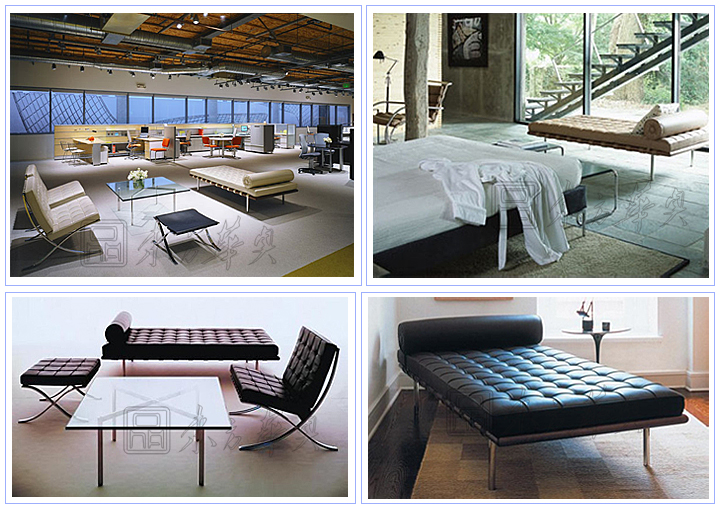 现代经典休闲椅|真皮休闲椅|办公家具|巴赛罗那休息床|休闲床